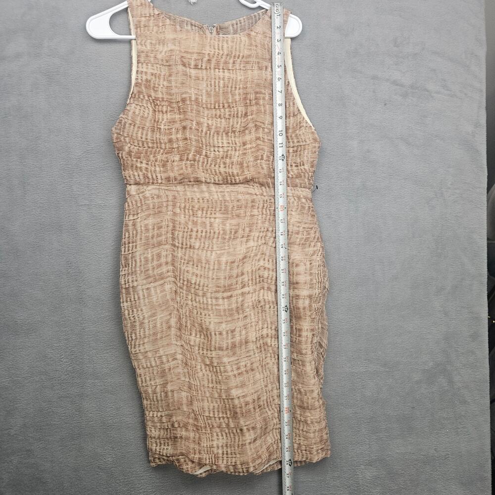 Alice + Olivia Silk Blend Beige Textured Sheath Dress Small - Picture 3 of 6